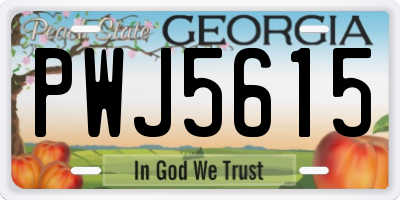 GA license plate PWJ5615