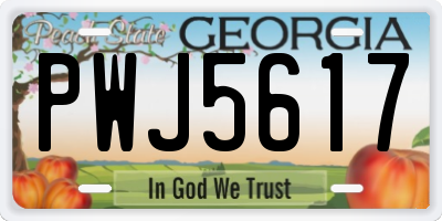 GA license plate PWJ5617