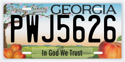 GA license plate PWJ5626