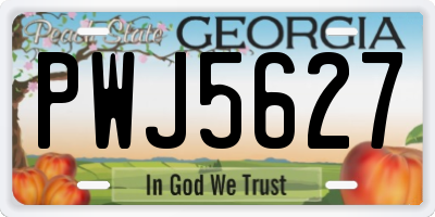 GA license plate PWJ5627