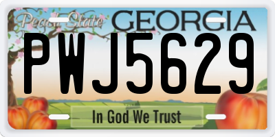 GA license plate PWJ5629