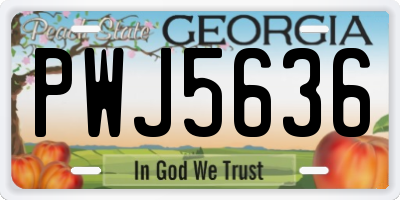 GA license plate PWJ5636