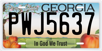 GA license plate PWJ5637