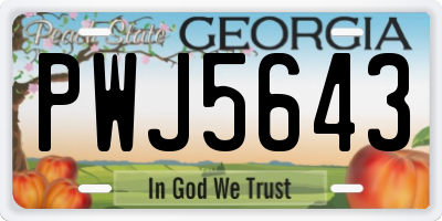 GA license plate PWJ5643