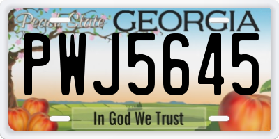 GA license plate PWJ5645