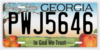 GA license plate PWJ5646