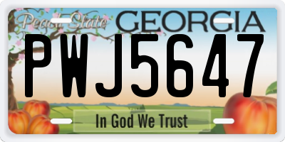 GA license plate PWJ5647