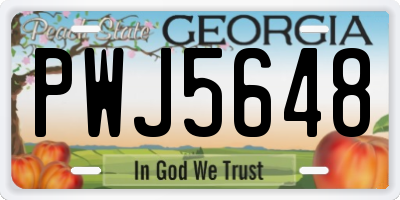 GA license plate PWJ5648