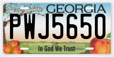 GA license plate PWJ5650