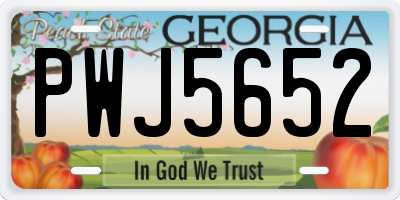 GA license plate PWJ5652