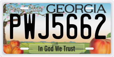 GA license plate PWJ5662