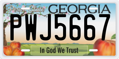 GA license plate PWJ5667