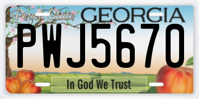 GA license plate PWJ5670