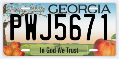GA license plate PWJ5671
