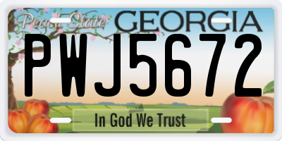 GA license plate PWJ5672