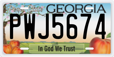 GA license plate PWJ5674