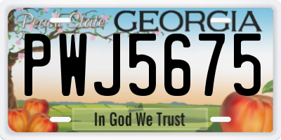 GA license plate PWJ5675