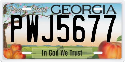 GA license plate PWJ5677