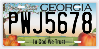 GA license plate PWJ5678