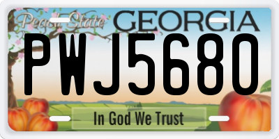 GA license plate PWJ5680