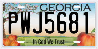 GA license plate PWJ5681