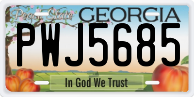 GA license plate PWJ5685