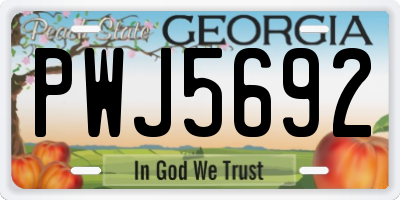 GA license plate PWJ5692