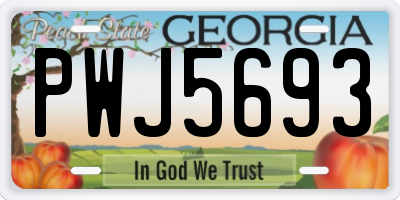 GA license plate PWJ5693