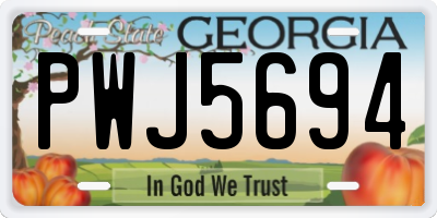 GA license plate PWJ5694