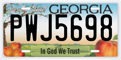 GA license plate PWJ5698