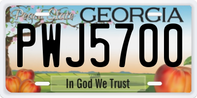 GA license plate PWJ5700