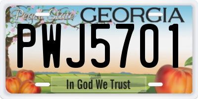 GA license plate PWJ5701