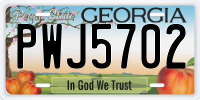 GA license plate PWJ5702