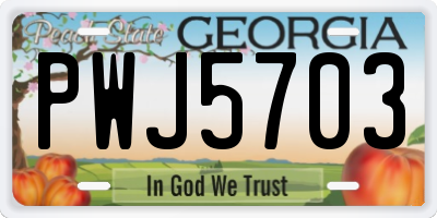 GA license plate PWJ5703