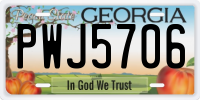 GA license plate PWJ5706