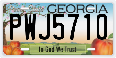 GA license plate PWJ5710