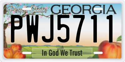 GA license plate PWJ5711
