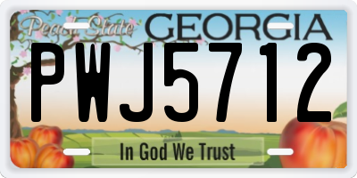 GA license plate PWJ5712