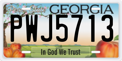 GA license plate PWJ5713
