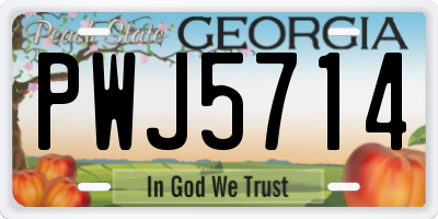 GA license plate PWJ5714