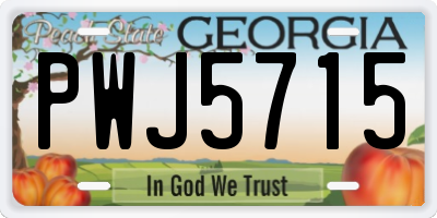 GA license plate PWJ5715