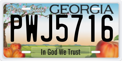 GA license plate PWJ5716