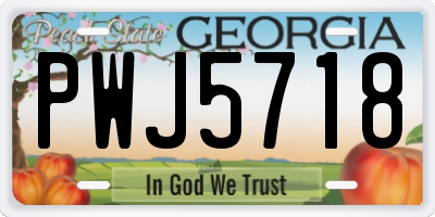 GA license plate PWJ5718