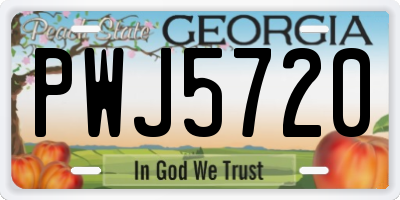 GA license plate PWJ5720