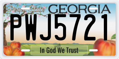 GA license plate PWJ5721