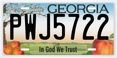 GA license plate PWJ5722