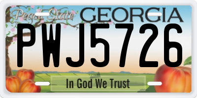 GA license plate PWJ5726