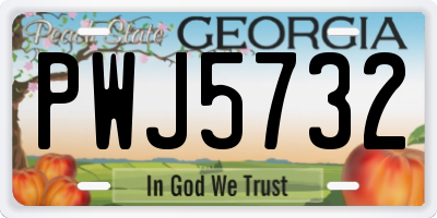 GA license plate PWJ5732