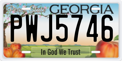 GA license plate PWJ5746