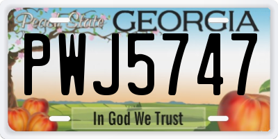GA license plate PWJ5747